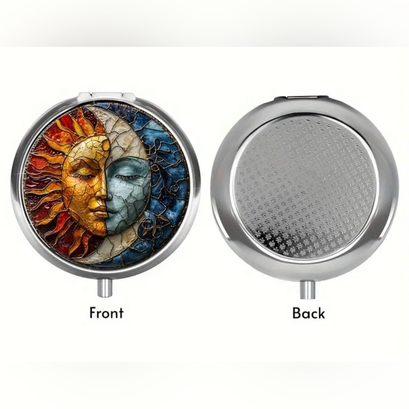 ๐ Sun Moon Multi-Use Pill Box Mirror Container - Picture 3 of 10